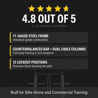 Smith Machine Built for Elite Training, Counterbalanced Bar, Dual Cable Columns, 11-Gauge Steel Frame — Results & Stats