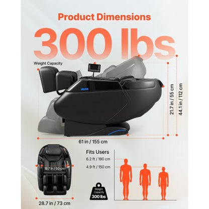 Massage Chair, 4D Zero-Gravity Full Body Massage Chair with Extendable Footrest, Automatic Modes, Airbags, Waist & Leg Heating, Bluetooth Speaker, Touchscreen Control, for Home and Office Use