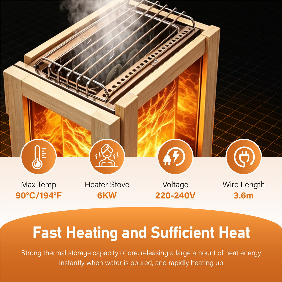 4-Person Outdoor Traditional Cedar Steam Sauna – 6000W