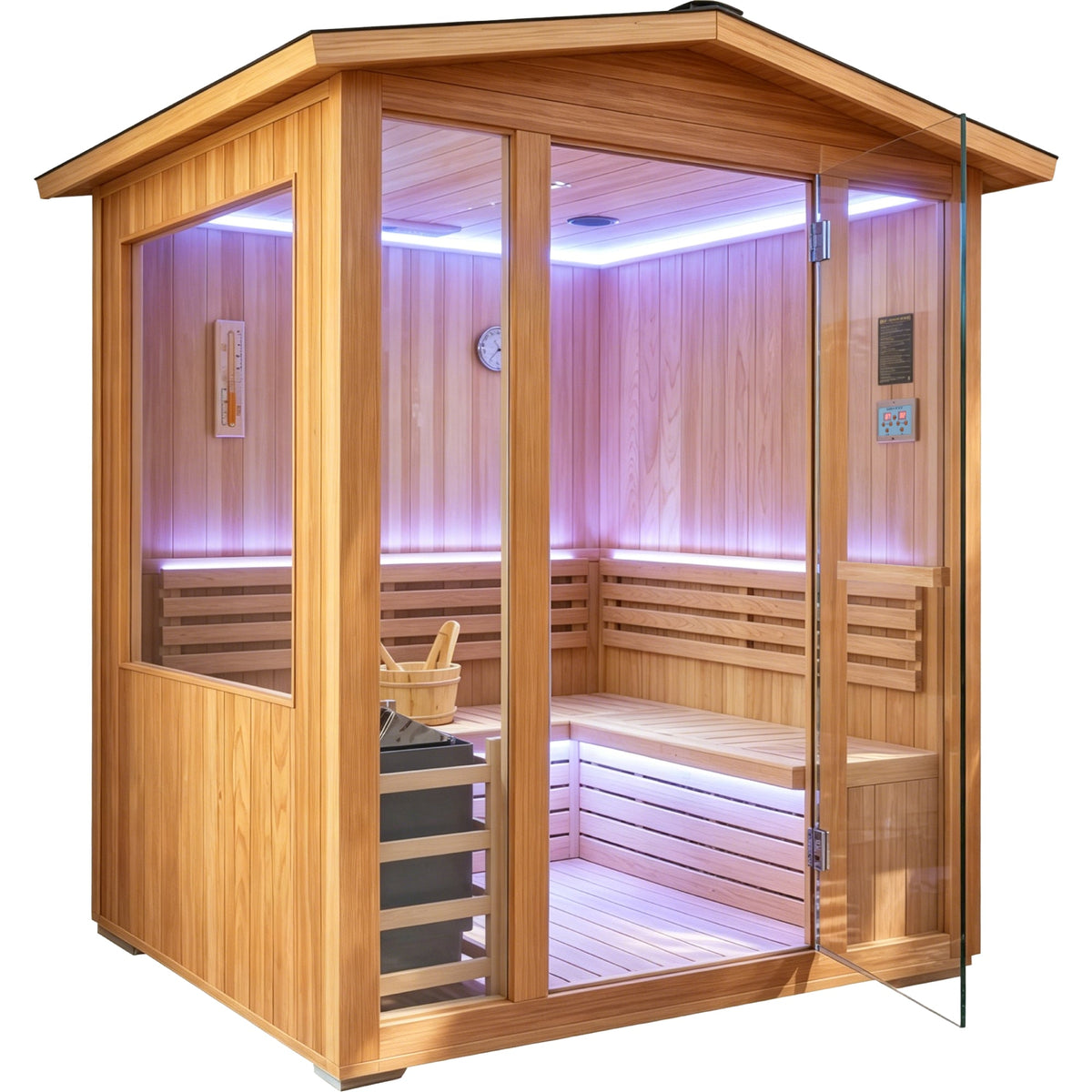 4-Person Outdoor Traditional Cedar Steam Sauna – 6000W