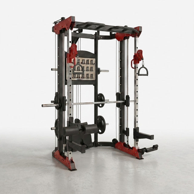 Functional Smith Trainer Built for Strength Training, 11-Gauge Steel Frame, Dual Pulley System, Multi-Grip Pull-Up — Studio Shot