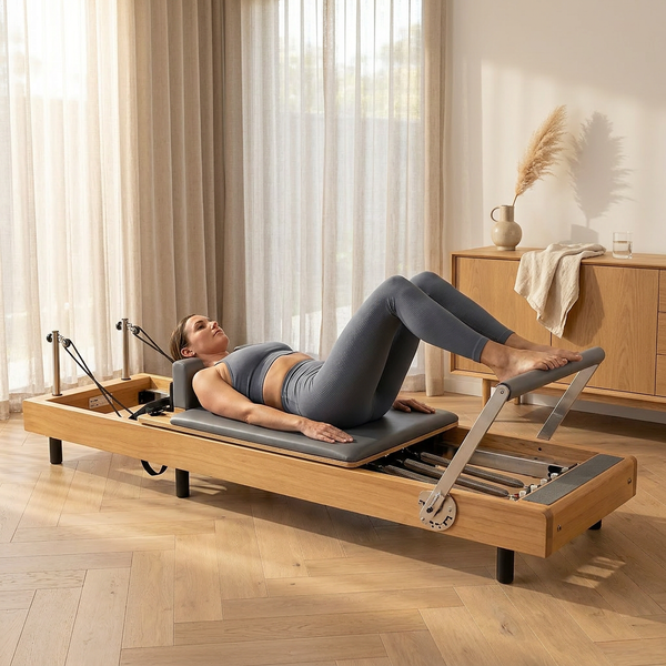 Pilates Reformer Built for Studio Performance, Aircraft-Grade Aluminum, 8-Wheel Carriage, Quick-Adjust Footbar