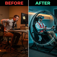 Flight Simulator Motion Pod Built for Immersive Training, Steel Frame, Gimbal Motion System, Racing Harness — Before & After