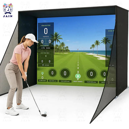 Golf Simulator Enclosure — Impact Screen, Aluminum Frame & Hitting Net