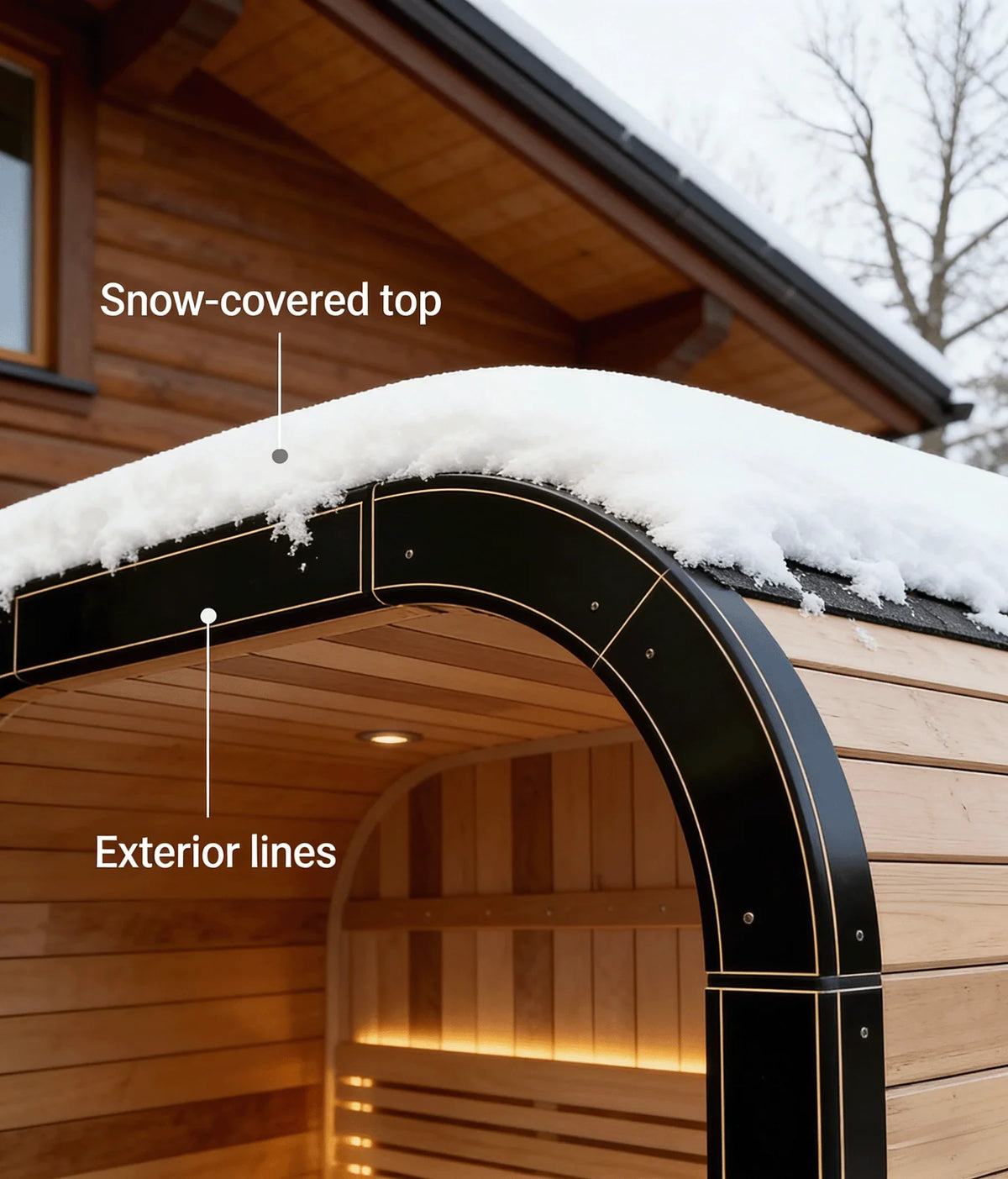 Panoramic Outdoor Sauna Room — Round Cedar Barrel Sauna with Glass Front