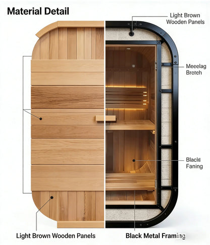 Panoramic Outdoor Sauna Room — Round Cedar Barrel Sauna with Glass Front