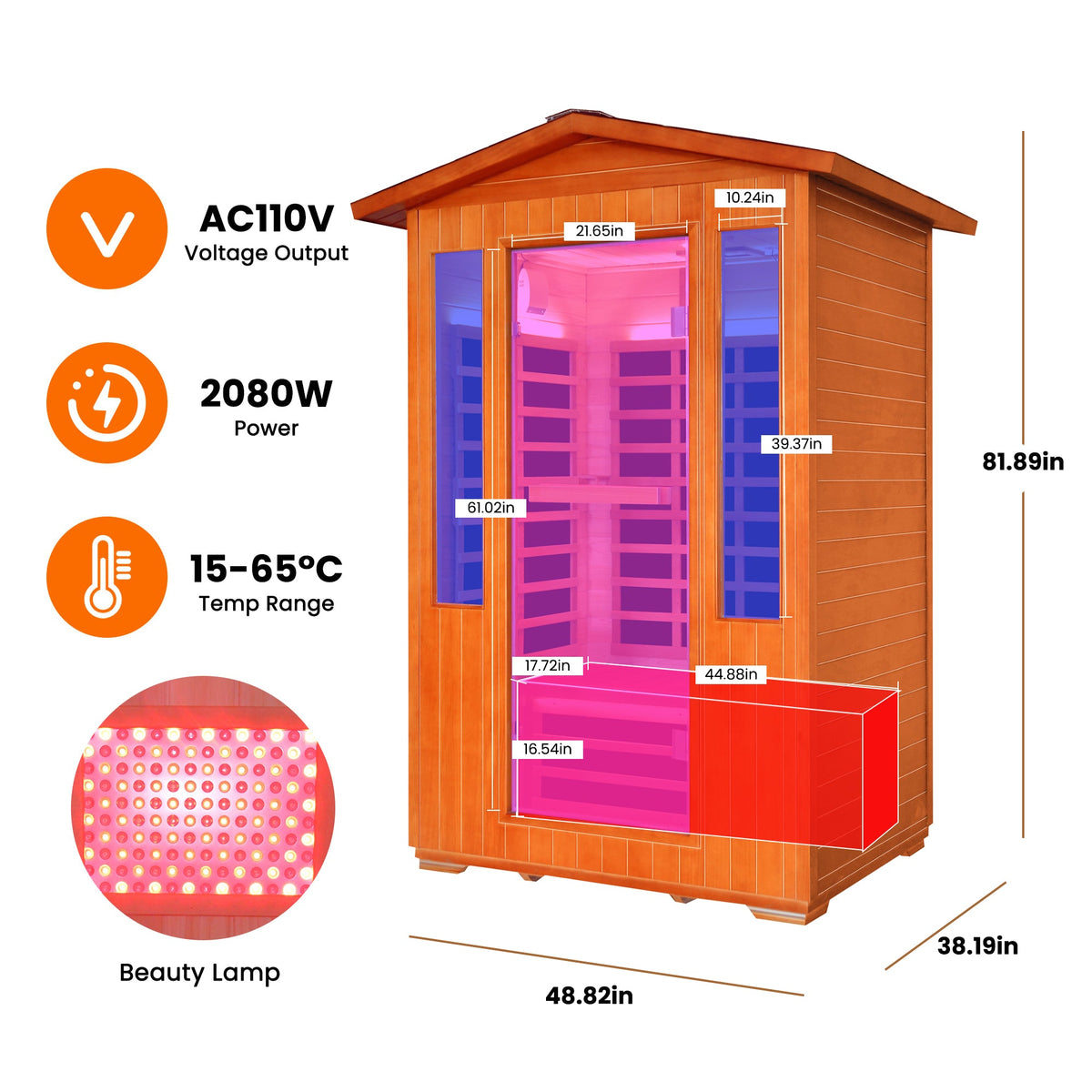 2-Person Outdoor Cedar Sauna