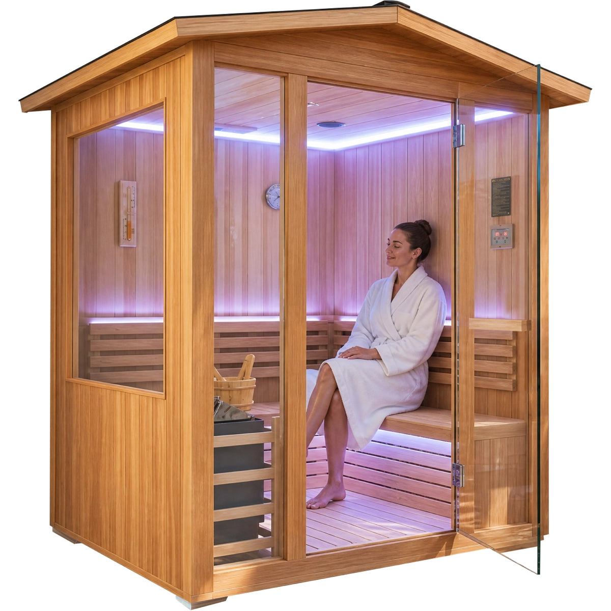 4-Person Outdoor Traditional Cedar Steam Sauna – 6000W