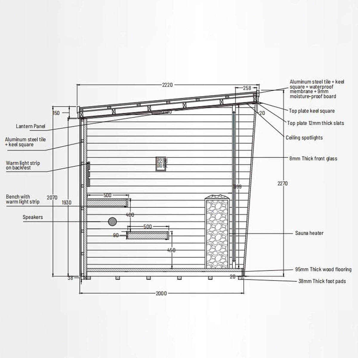 Noir Luxury 6-Person Outdoor Traditional Sauna with 6KW Heater & Stones