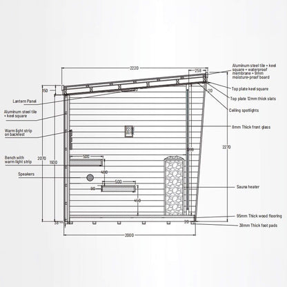 Noir Luxury 6-Person Outdoor Traditional Sauna with 6KW Heater & Stones