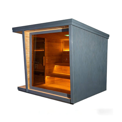 Noir Luxury 6-Person Outdoor Traditional Sauna with 6KW Heater & Stones
