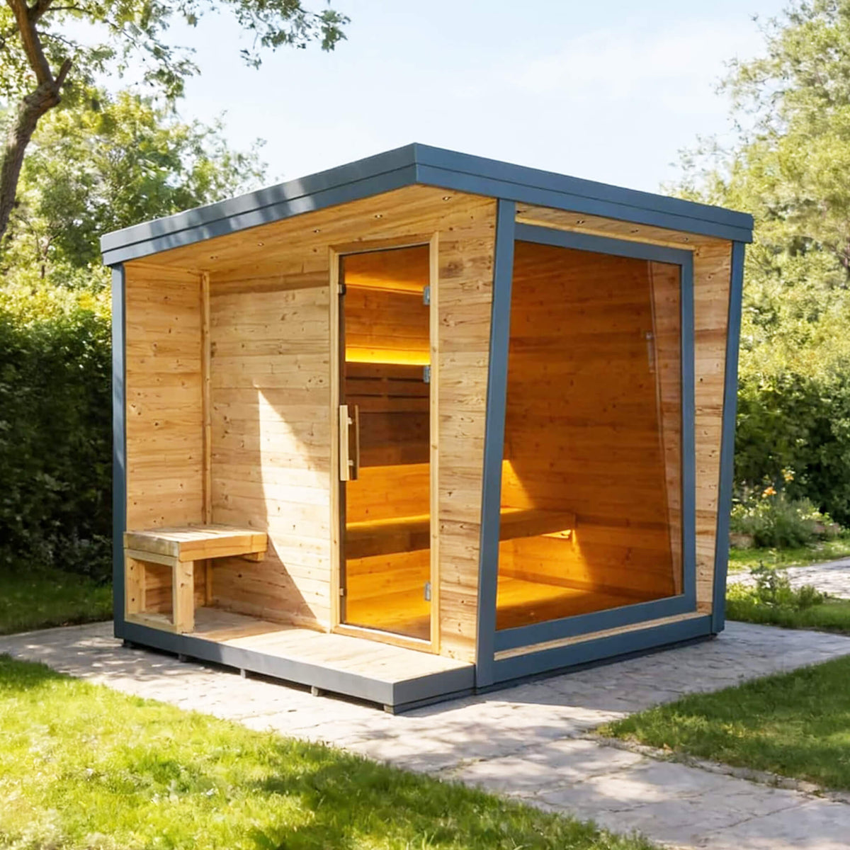 Noir Luxury 6-Person Outdoor Traditional Sauna with 6KW Heater & Stones